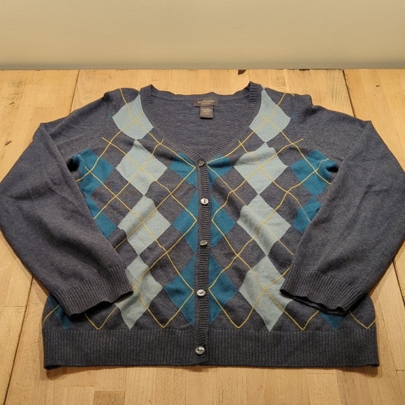 Van Heusen Sweaters | Women's Van Heusen Argyle Cardigan M | Color: Blue | Size: M | Camdailey75's Closet